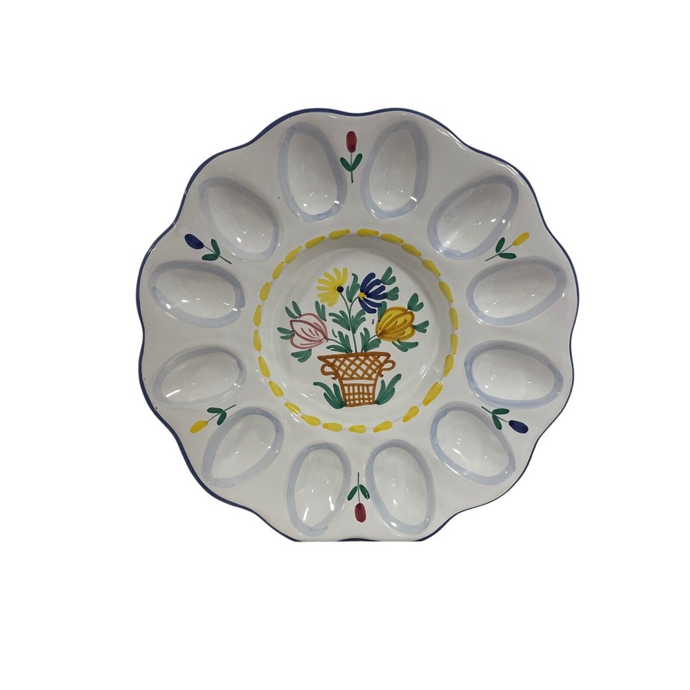 VTG Shafford‎ Avignon Hand Painted Italian Ceramic Deviled Egg Platter 1986